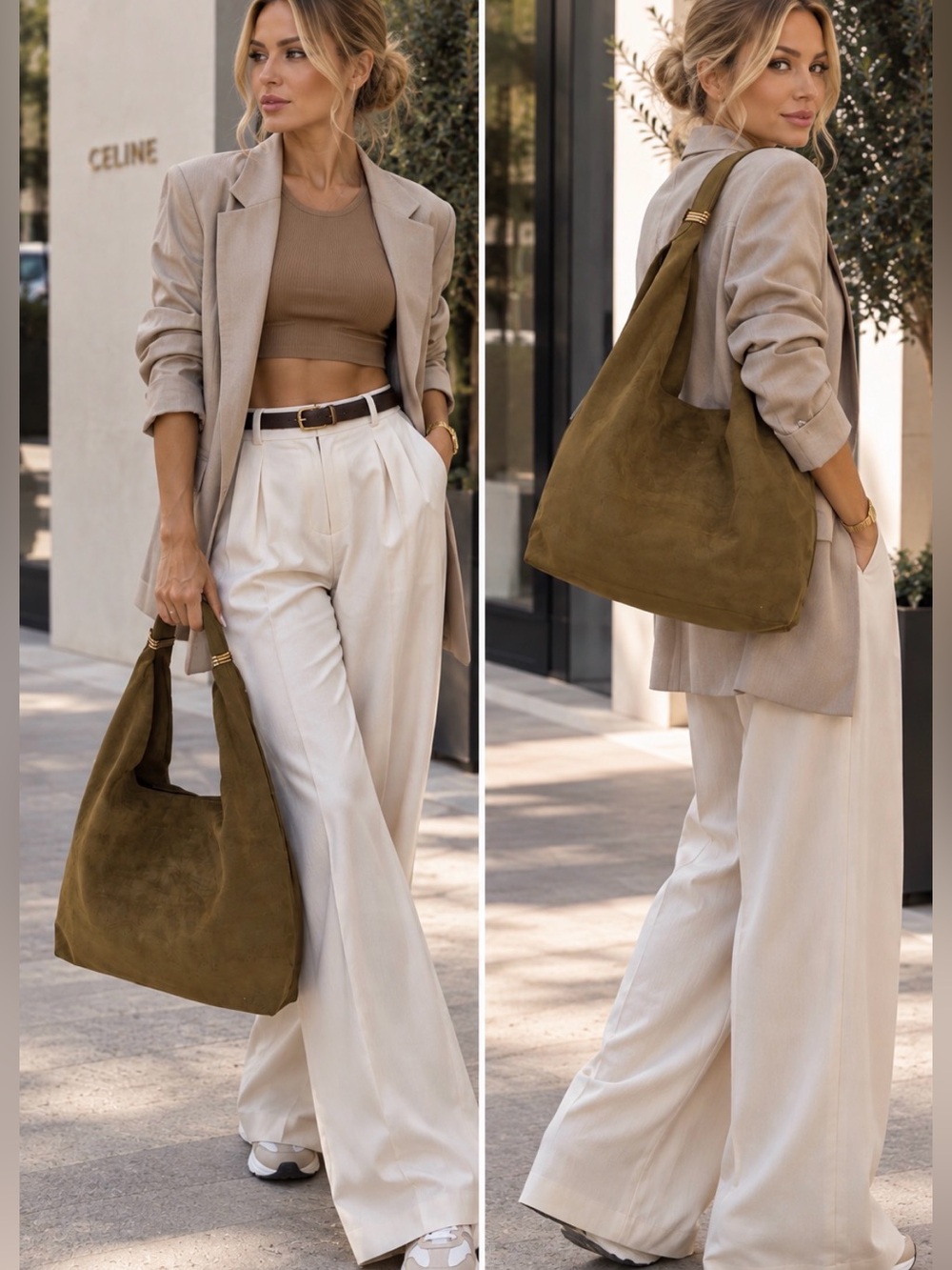 Steve Madden Olive Faux Suede Hobo Shoulder Bag